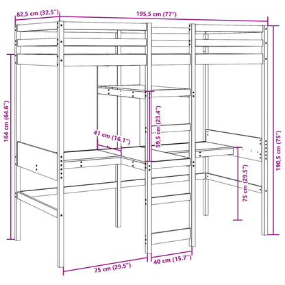 Hoogslaper zonder matras massief grenenhout wit 75x190 cm
