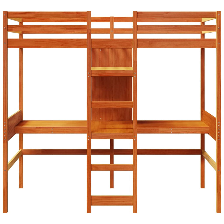 Hoogslaper zonder matras massief grenenhout wasbruin 75x190 cm