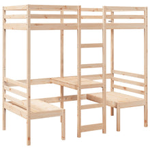 Hoogslaper met bureau en stoelen massief grenenhout 90x200cm