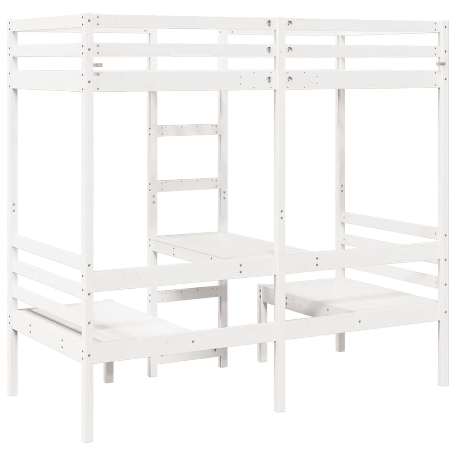 Hoogslaper met bureau en stoelen grenenhout wit 90x200cm
