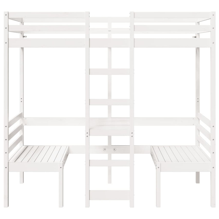 Hoogslaper met bureau en stoelen grenenhout wit 90x200cm