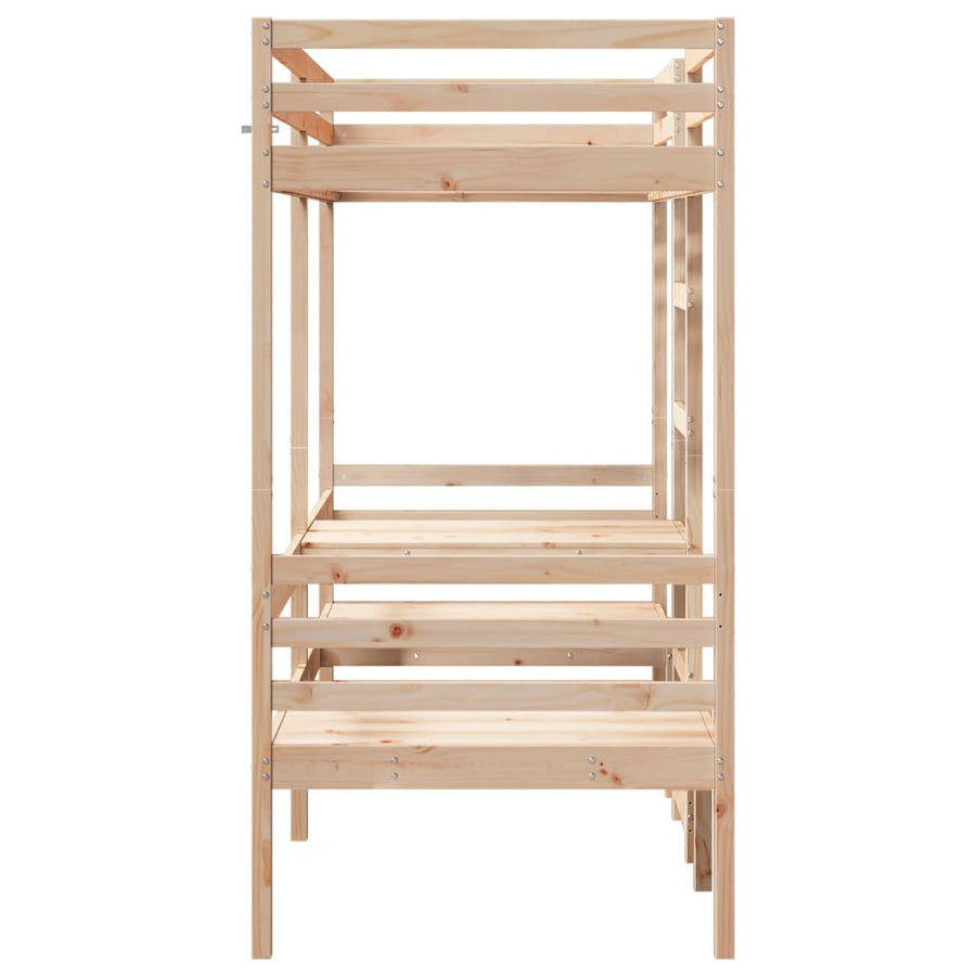 Hoogslaper met bureau en stoelen massief grenenhout 80x200cm