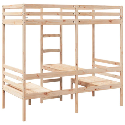 Hoogslaper met bureau en stoelen massief grenenhout 80x200cm