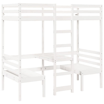 Hoogslaper met bureau en stoelen grenenhout wit 90x200cm