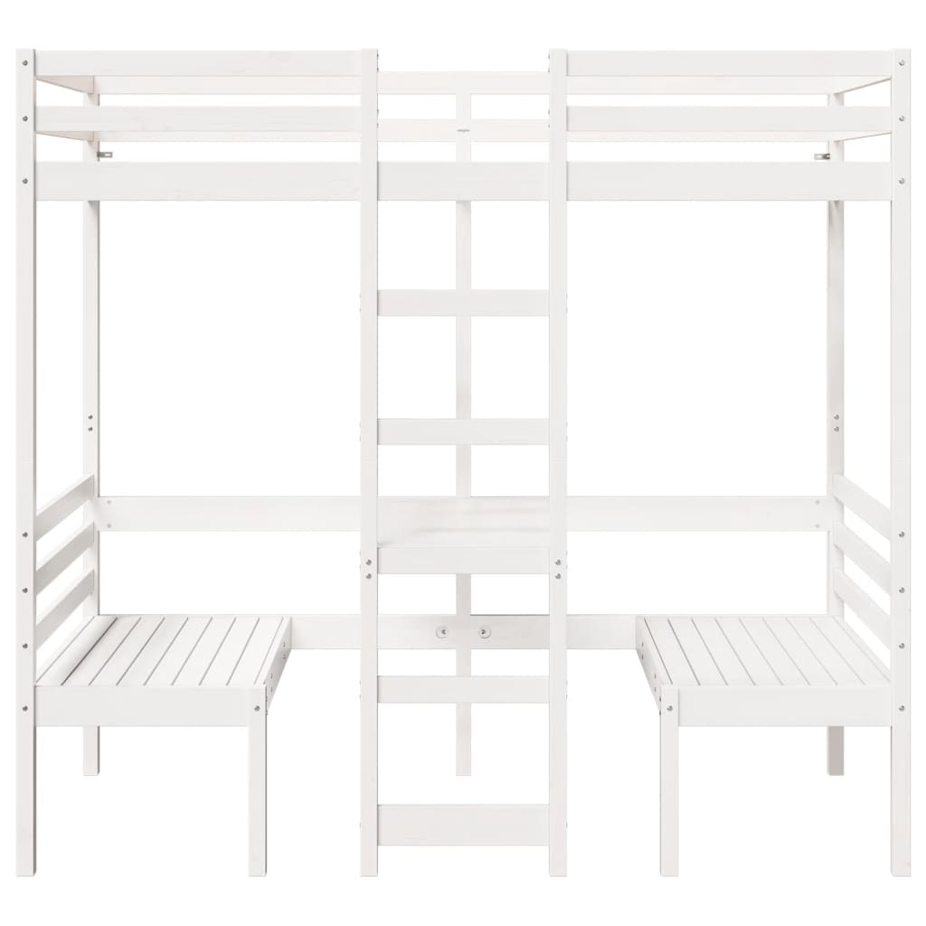 Hoogslaper met bureau en stoelen grenenhout wit 90x200cm
