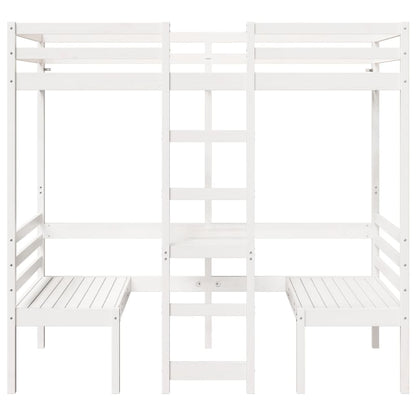 Hoogslaper met bureau en stoelen grenenhout wit 90x200cm