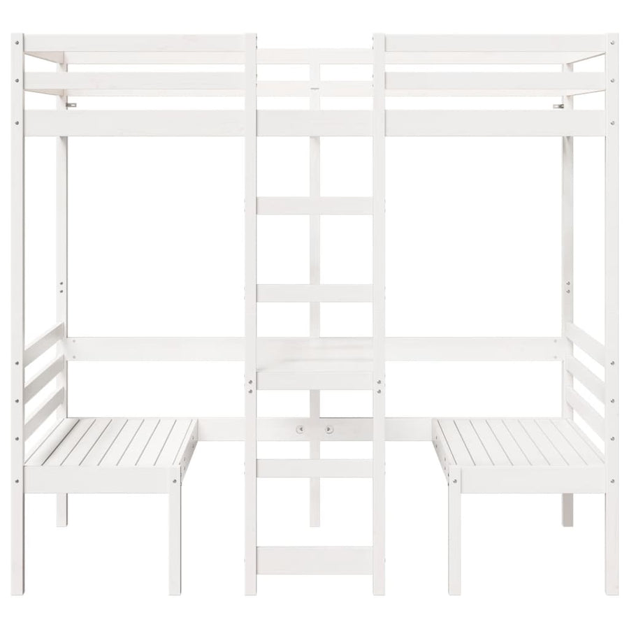 Hoogslaper met bureau en stoelen grenenhout wit 90x200cm