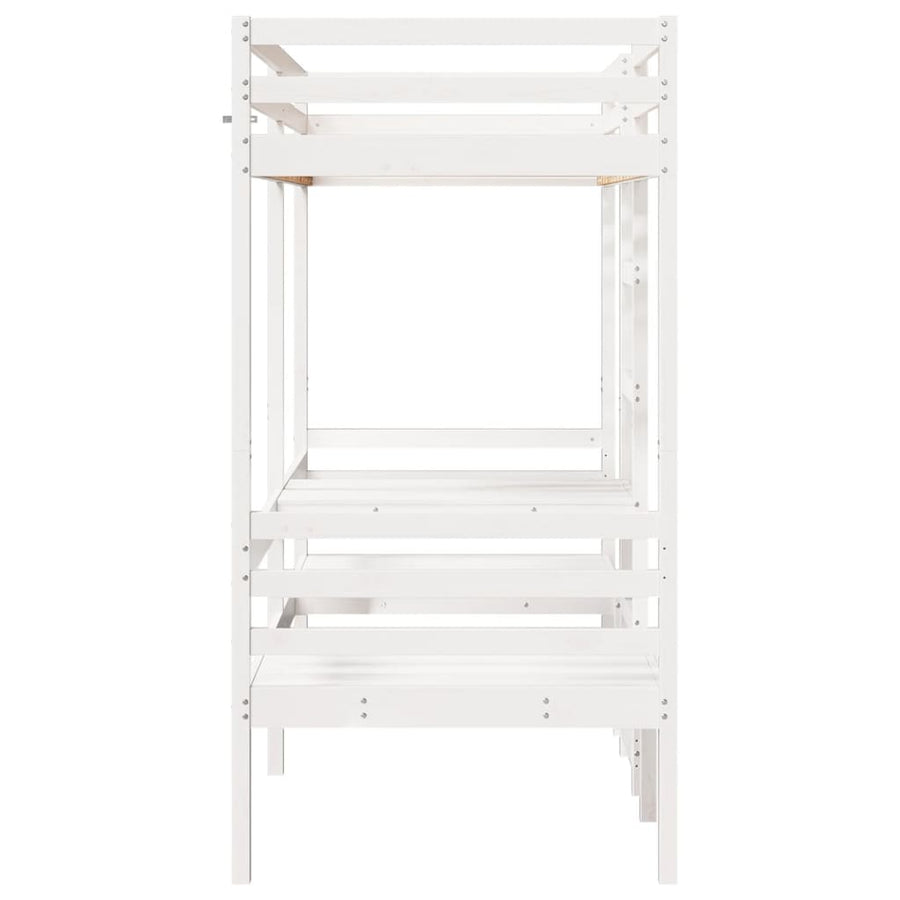 Hoogslaper met bureau en stoelen grenenhout wit 90x200cm