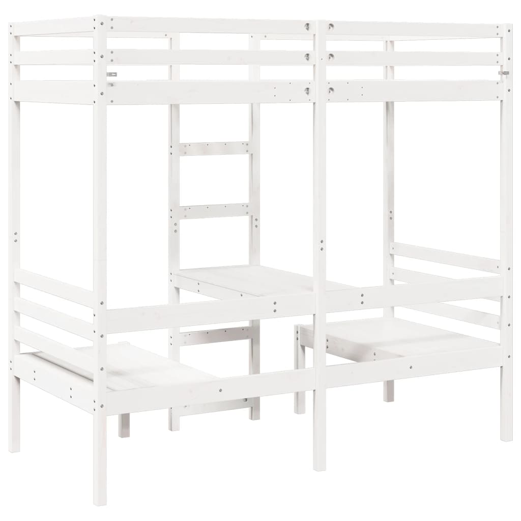 Hoogslaper met bureau en stoelen grenenhout wit 90x200cm