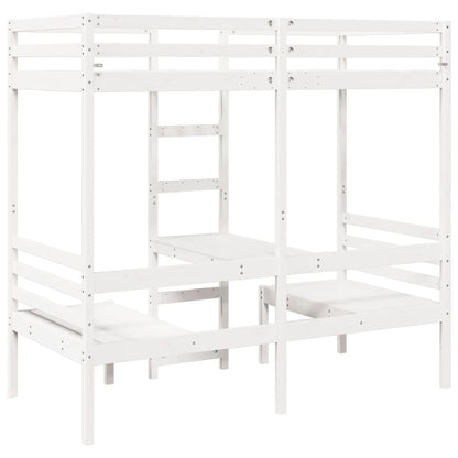 Hoogslaper met bureau en stoelen grenenhout wit 90x200cm