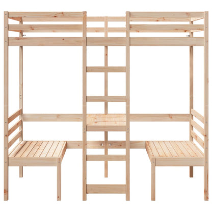 Hoogslaper met bureau en stoelen massief grenenhout 90x190cm