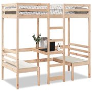 Hoogslaper met bureau en stoelen 90x190 cm massief grenenhout