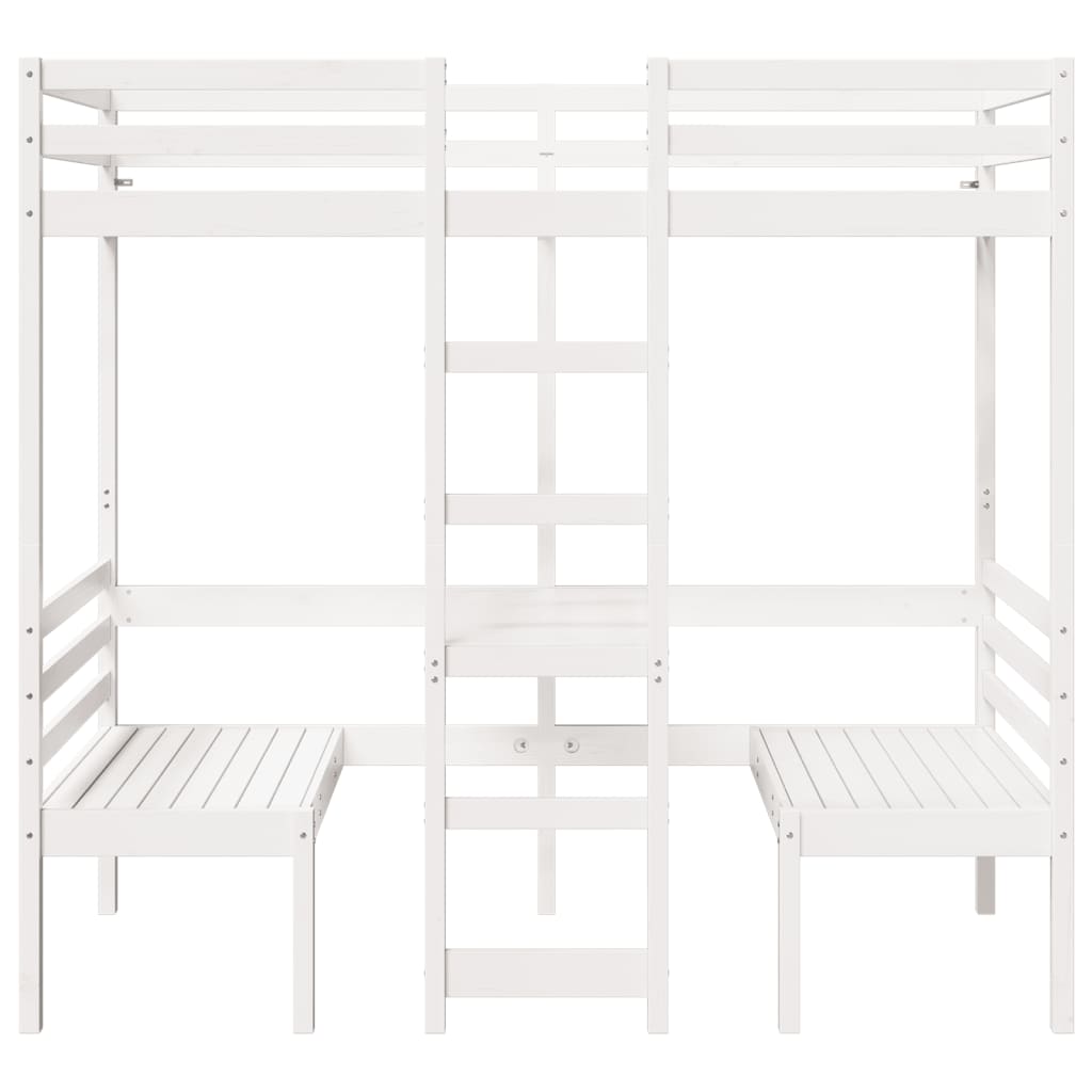 Hoogslaper met bureau en stoelen grenenhout wit 90x190 cm