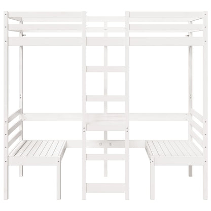 Hoogslaper met bureau en stoelen grenenhout wit 90x190 cm