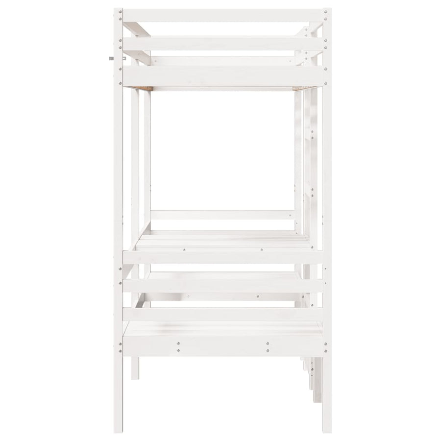 Hoogslaper met bureau en stoelen grenenhout wit 90x190 cm