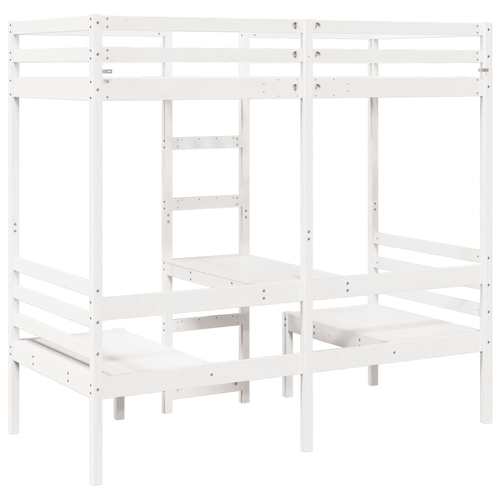 Hoogslaper met bureau en stoelen grenenhout wit 90x190 cm