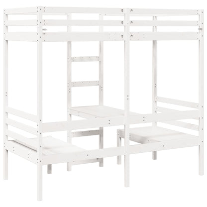 Hoogslaper met bureau en stoelen grenenhout wit 90x190 cm