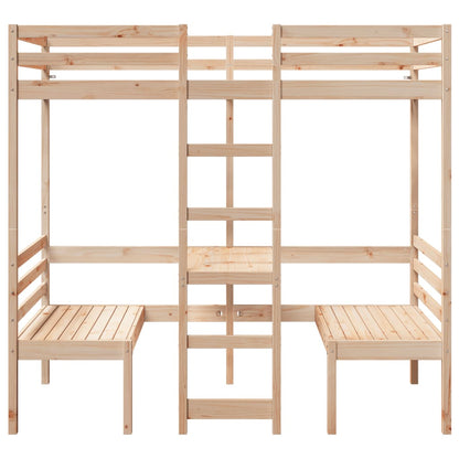 Hoogslaper met bureau en stoelen massief grenenhout 75x190 cm