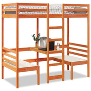 Hoogslaper met bureau en stoelen grenenhout 75x190 cm