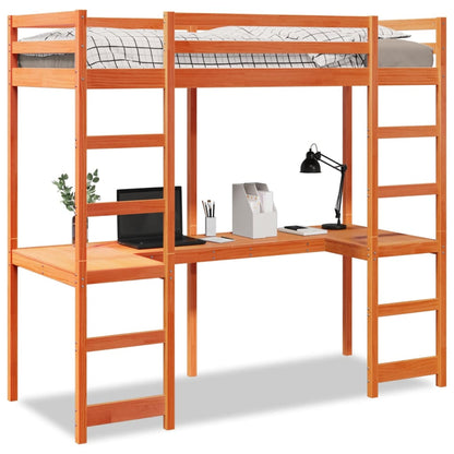 Hoogslaper zonder matras massief grenenhout wasbruin 80x200 cm