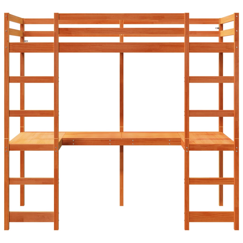 Hoogslaper zonder matras massief grenenhout wasbruin 80x200 cm