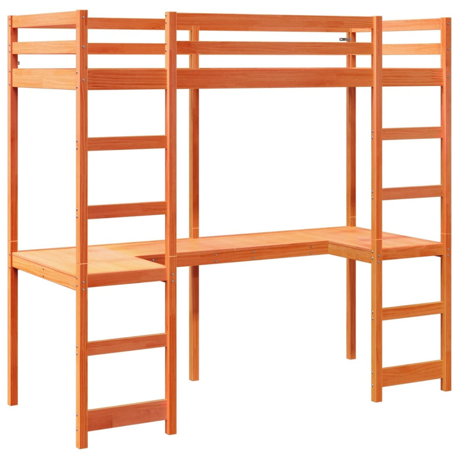 Hoogslaper zonder matras massief grenenhout wasbruin 75x190 cm