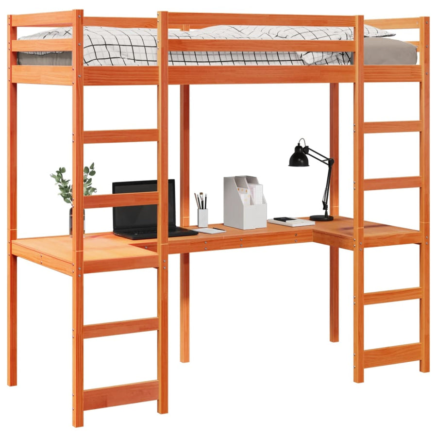 Hoogslaper zonder matras massief grenenhout wasbruin 75x190 cm