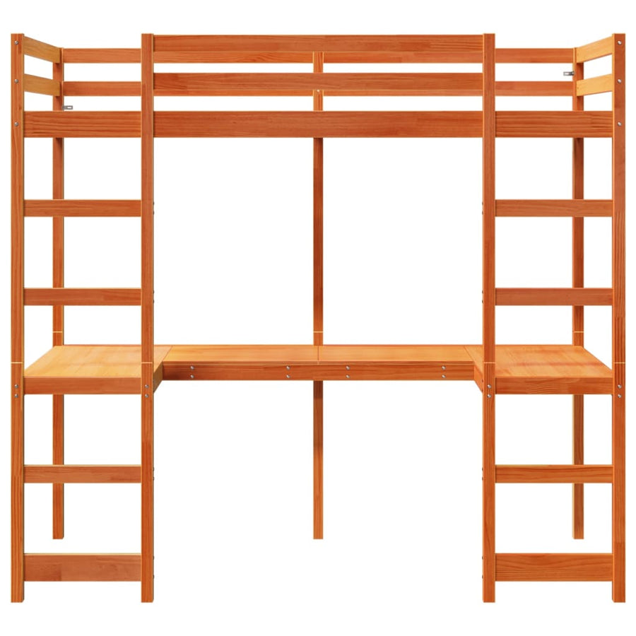 Hoogslaper zonder matras massief grenenhout wasbruin 75x190 cm