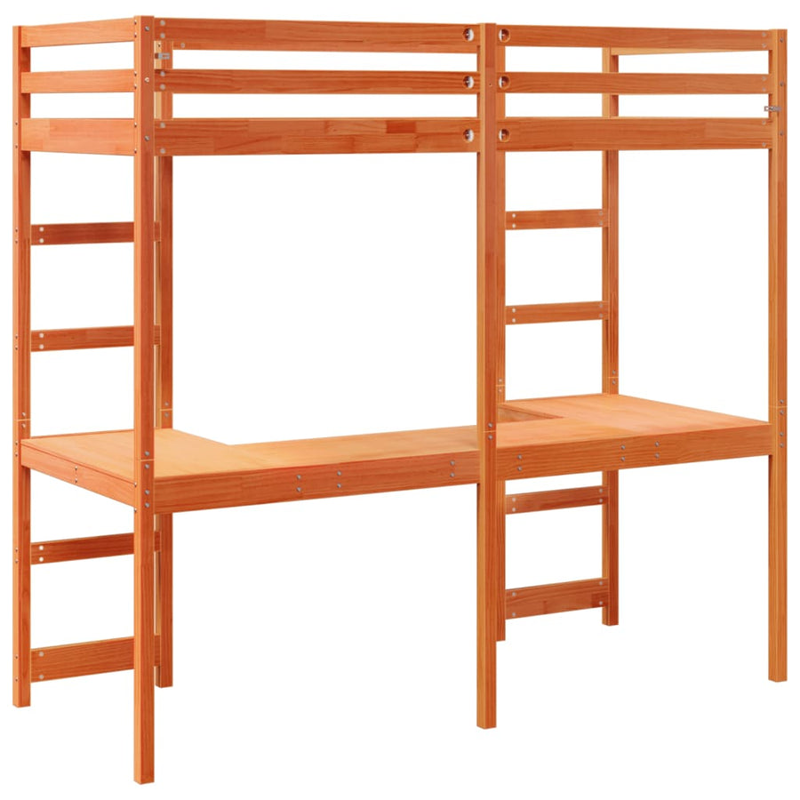 Hoogslaper zonder matras massief grenenhout wasbruin 75x190 cm