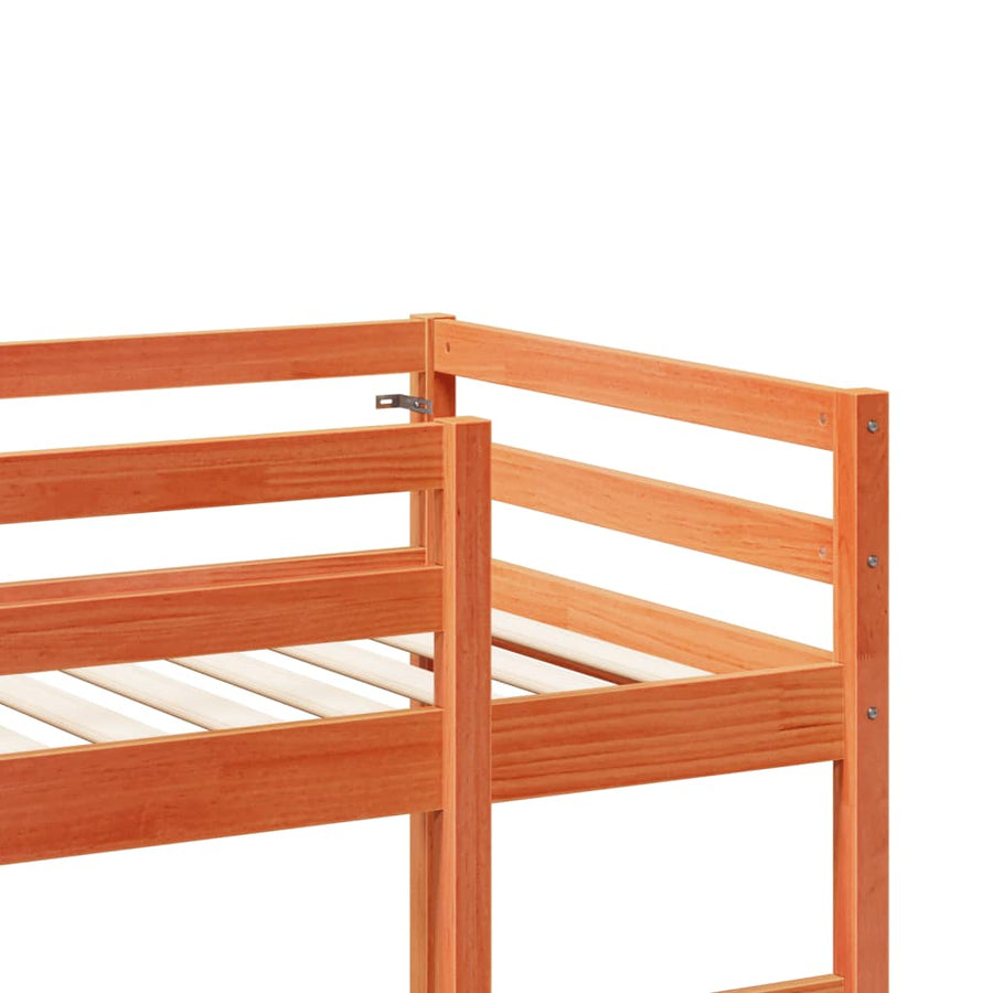 Hoogslaper zonder matras massief grenenhout wasbruin 75x190 cm
