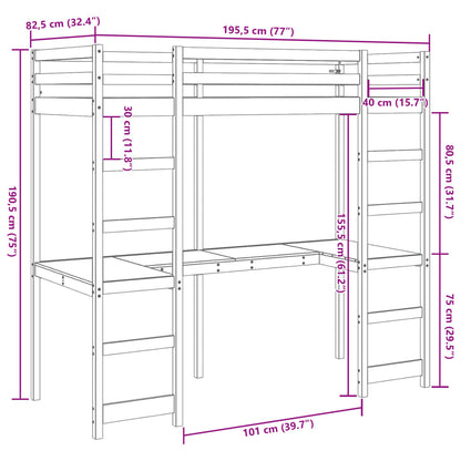 Hoogslaper zonder matras massief grenenhout wasbruin 75x190 cm