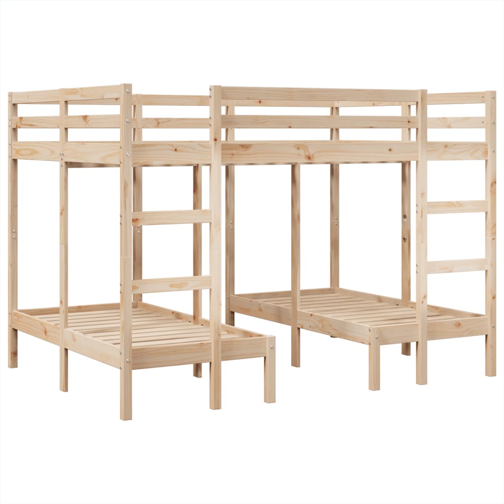Stapelbed 3-voudig massief grenenhout 140x200/70x140 cm