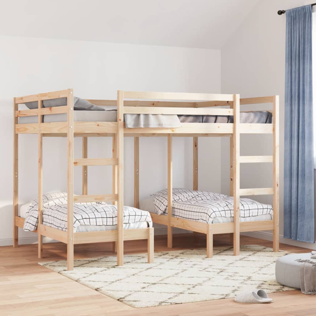 Stapelbed 3-voudig massief grenenhout 140x200/70x140 cm
