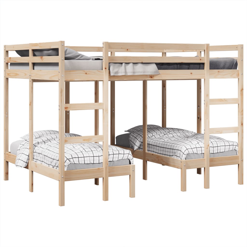 Stapelbed 3-voudig massief grenenhout 140x200/70x140 cm