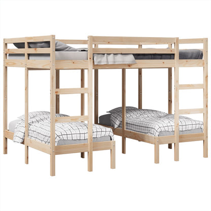 Stapelbed 3-voudig massief grenenhout 140x200/70x140 cm