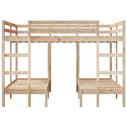 Stapelbed 3-voudig massief grenenhout 140x200/70x140 cm
