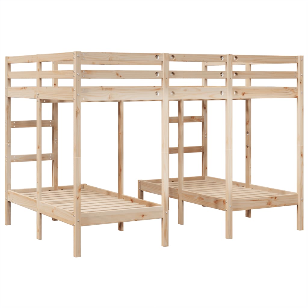 Stapelbed 3-voudig massief grenenhout 140x200/70x140 cm