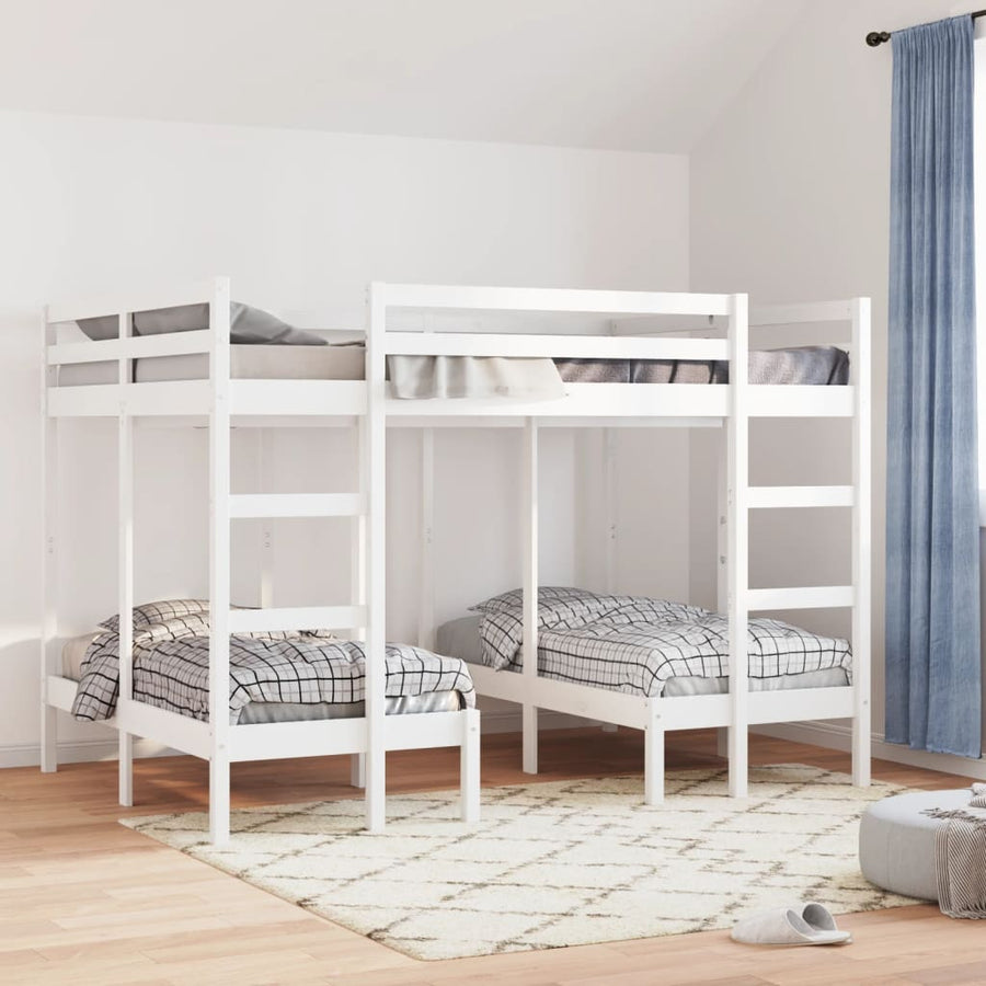 Stapelbed 3-Voudig Grenenhout 140 x 200/70 x 140 cm Wit