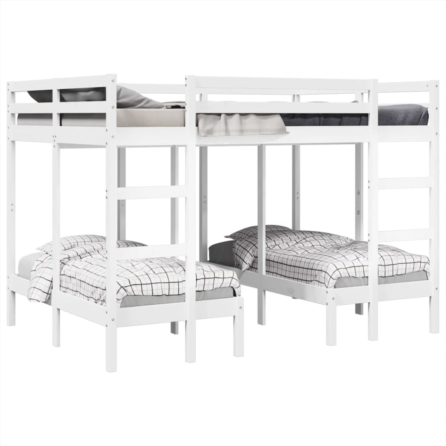 Stapelbed 3-Voudig Grenenhout 140 x 200/70 x 140 cm Wit