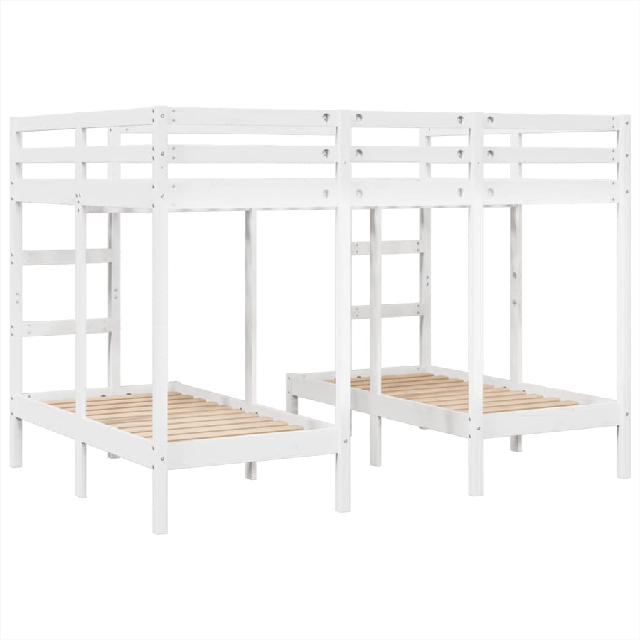 Stapelbed 3-Voudig Grenenhout 140 x 200/70 x 140 cm Wit