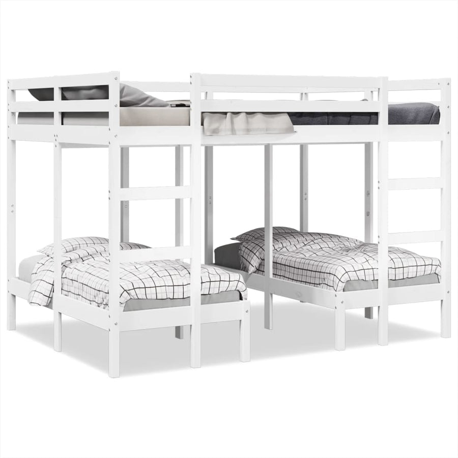 Stapelbed 3-Voudig Grenenhout 140 x 200/70 x 140 cm Wit