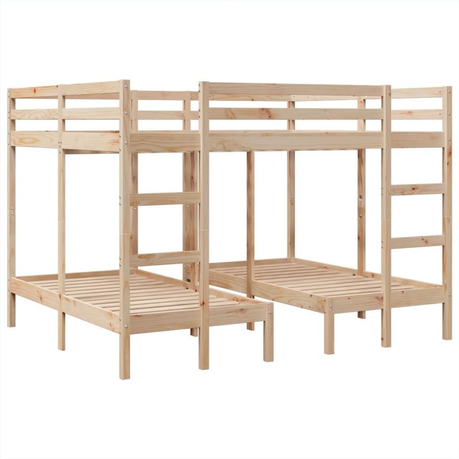 Stapelbed 3-voudig massief grenenhout 140x200/70x140 cm