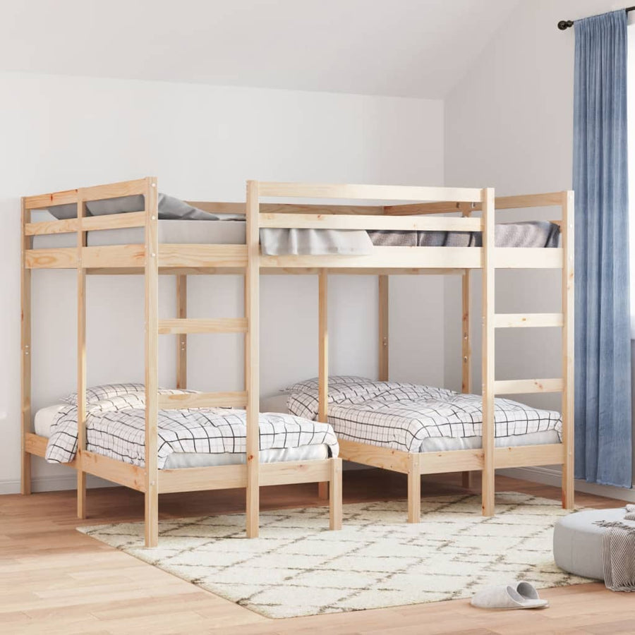 Stapelbed 3-voudig massief grenenhout 140x200/70x140 cm