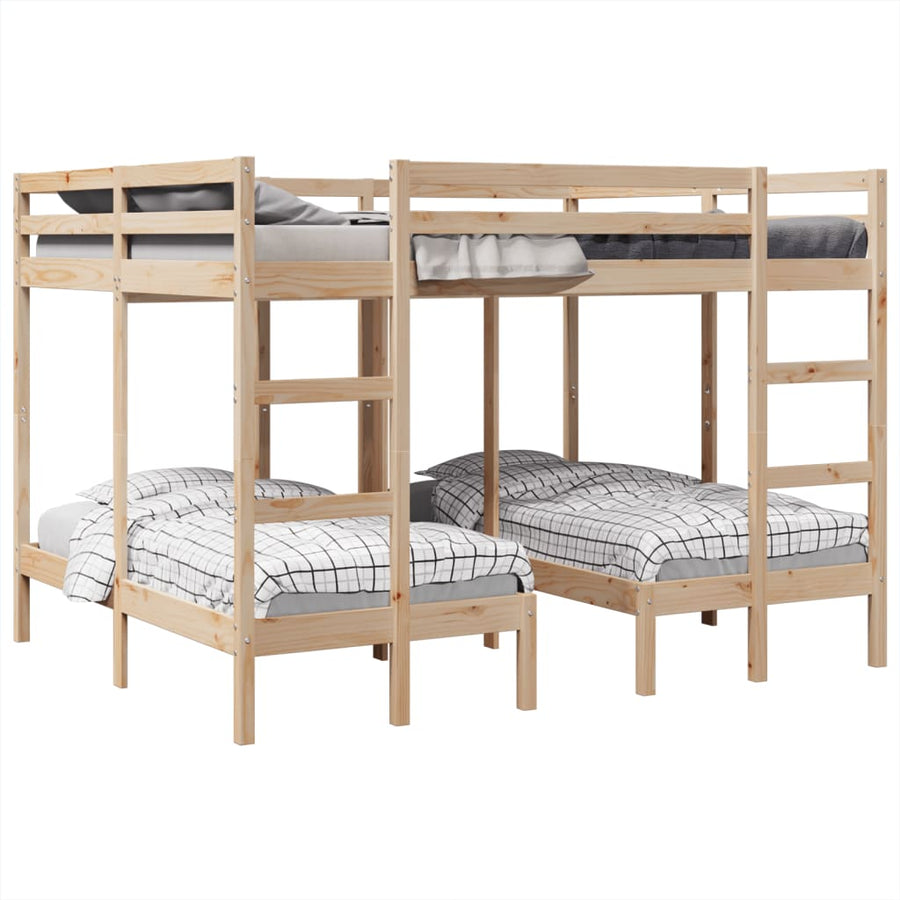 Stapelbed 3-voudig massief grenenhout 140x200/70x140 cm