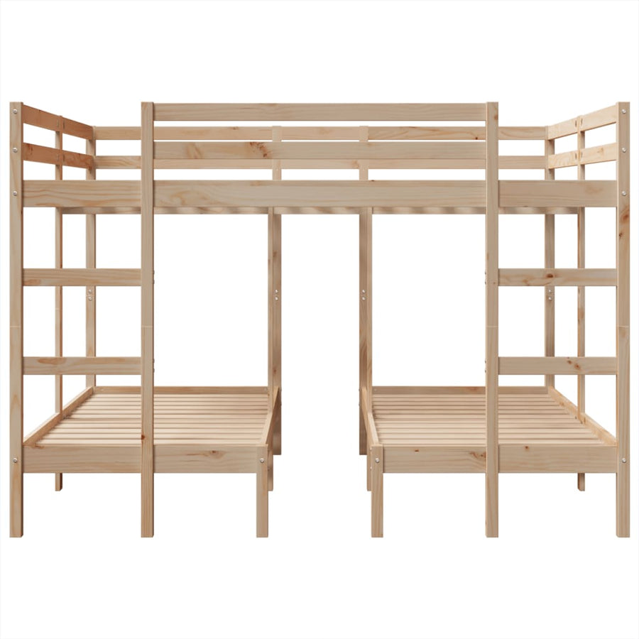Stapelbed 3-voudig massief grenenhout 140x200/70x140 cm