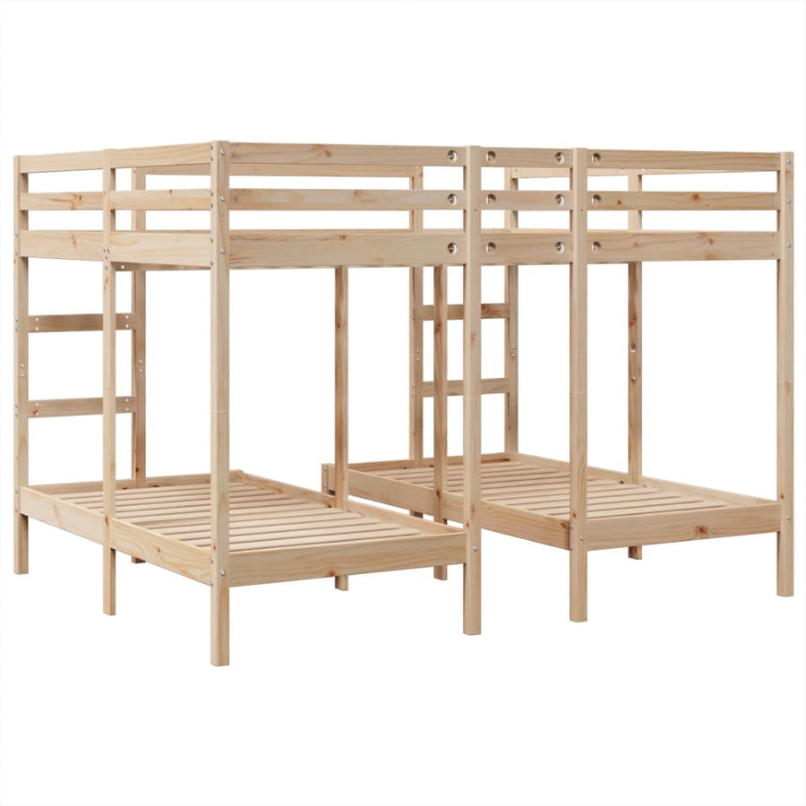 Stapelbed 3-voudig massief grenenhout 140x200/70x140 cm