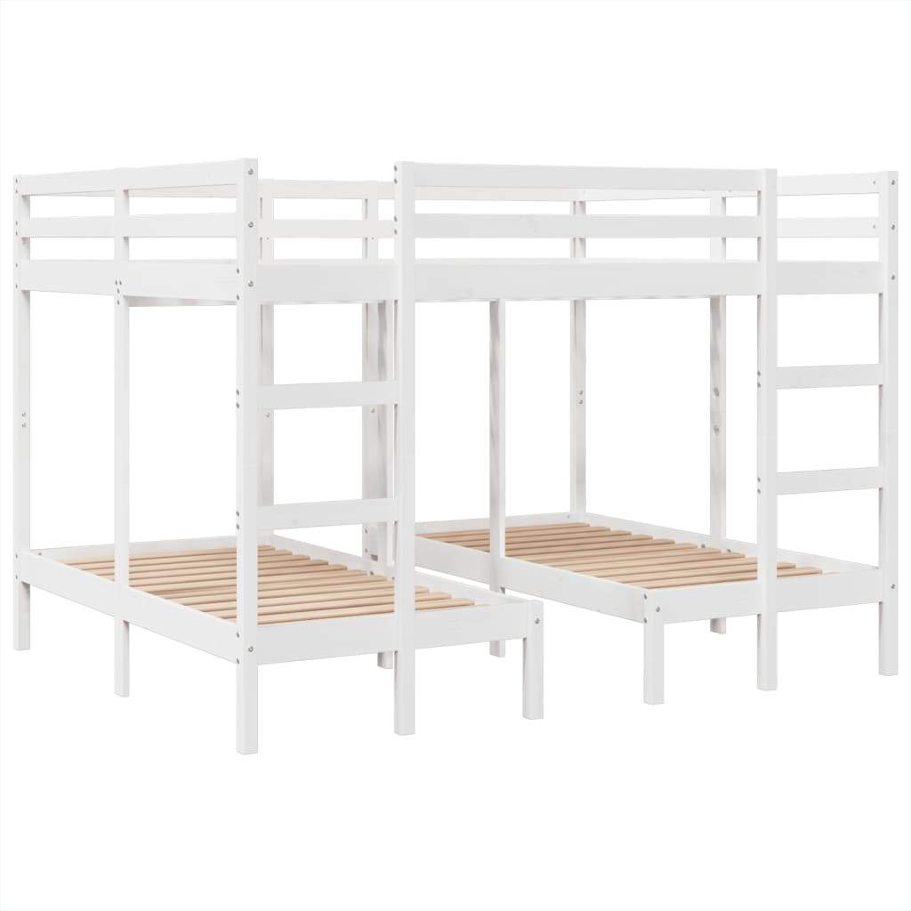 Stapelbed 3-voudig grenenhout wit 140x200/70x140 cm