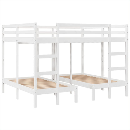 Stapelbed 3-voudig grenenhout wit 140x200/70x140 cm