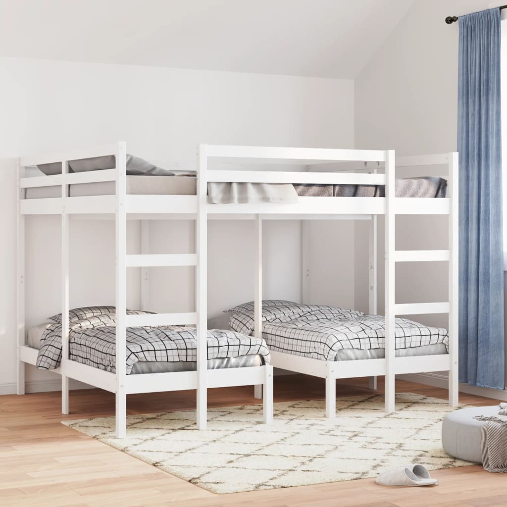 Stapelbed 3-voudig grenenhout wit 140x200/70x140 cm