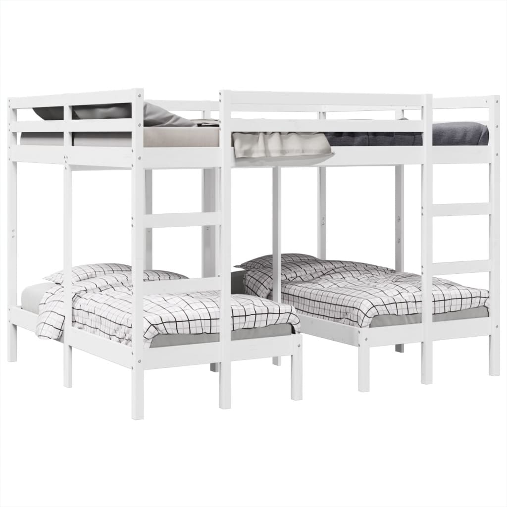 Stapelbed 3-voudig grenenhout wit 140x200/70x140 cm